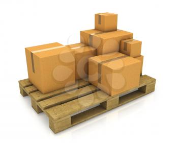 Royalty Free Clipart Image of Cartons on a Pallet
