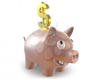 Royalty Free Clipart Image of a Piggy Bank With a Dollar Sign