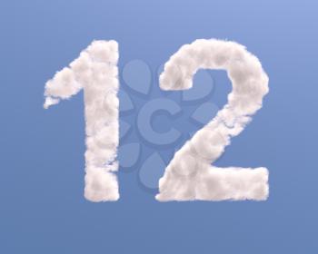 Number 1 and 2 cloud shape, isolated on white background