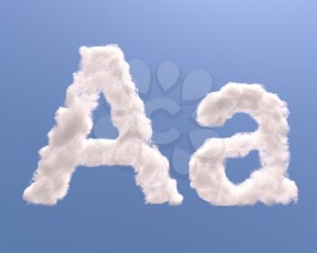 Letter A cloud shape, isolated on white background