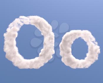 Letter O cloud shape, isolated on white background