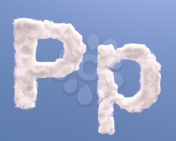 Letter P cloud shape, isolated on white background