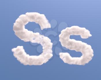 Letter S cloud shape, isolated on white background