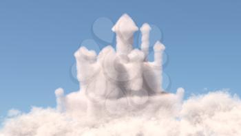 Castle in the clouds, isolated on white background