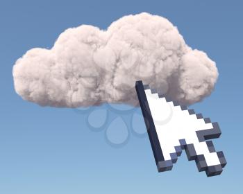 Cloud with arrow cursor, cloud computing concept