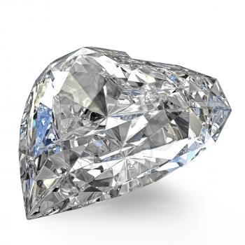 Heart shaped diamond, isolated on white background
