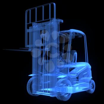 Fork lift truck, front view,  x-ray version