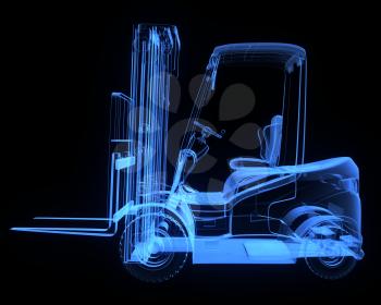 Fork lift truck, side view,  x-ray version