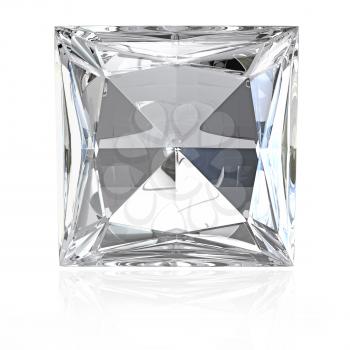 Princess cut diamond isolated on white background