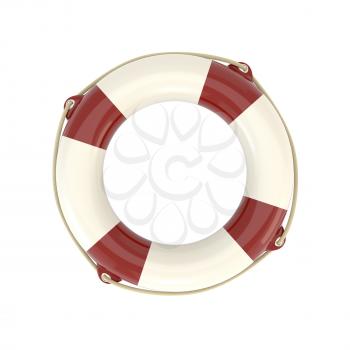 Icon white red lifebuoy isolated on white background. Sos, protection, guardian. 3d illustration.