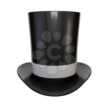 Realistic image of high hats. Retro cylinder cap on a white background. 3D rendering