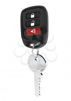 Keys to the car with an automatic control isolated on white background. The transponder. Vector illustration.