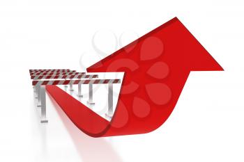 Royalty Free Clipart Image of an Arrow with Barriers for Business
