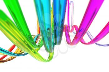 Royalty Free Clipart Image of Rainbow Colours in Wavy Bands