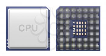 Royalty Free Clipart Image of the Front and Back of a Computer Chip