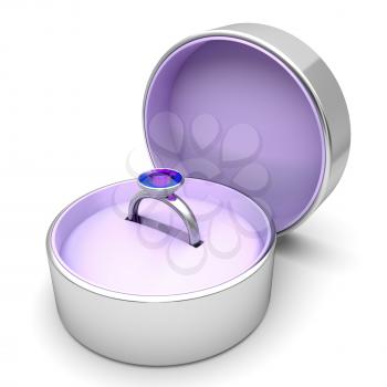 Royalty Free Clipart Image of a Ring in a Jewellery Box