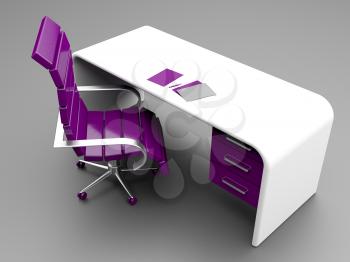 Royalty Free Clipart Image of a Desk and Office Chair