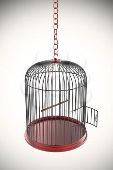 Open bird cage, 3d rendered image