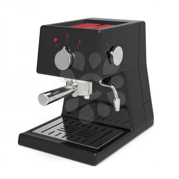 Black espresso machine on white background