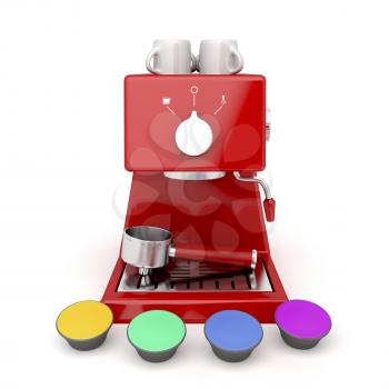 Coffee machine with different coffee capsules