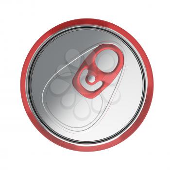 Top view of metal drink can, isolated on white background