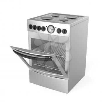 Inox electric stove on white background