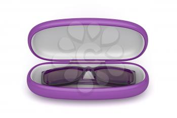 Purple female sunglasses on white background