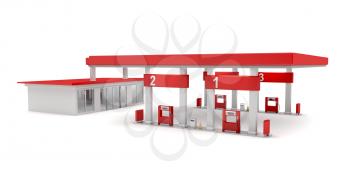 Gas station on white background