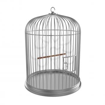Silver bird cage isolated on white