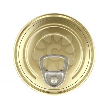 Top view of tin can isolated on white