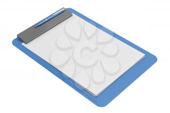 Royalty Free Clipart Image of a Clipboard and Paper