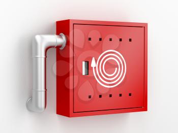 Fire hose reel cabinet, 3d rendered image