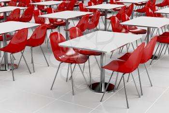Empty cafeteria with modern minimalistic furniture