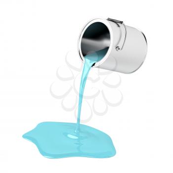 Pouring turquoise paint from its bucket