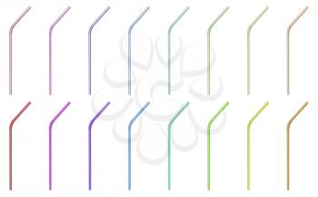 Drinking straws with different colors isolated on white background