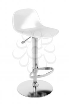 White plastic bar stool on white background