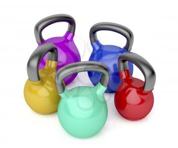 Kettlebells of different size on white background