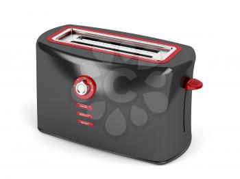 Black electric toaster on white background 