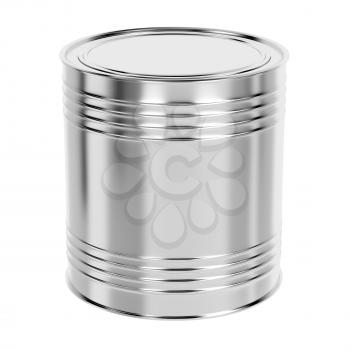 Tin can for paint or other liquids, isolated on white background