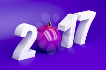 Happy new year 2017 card in purple color 
