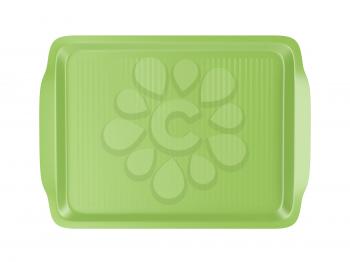 Top view of empty plastic tray, isolated on white background
