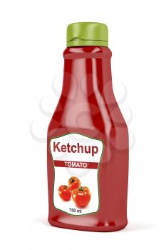 Ketchup bottle on white background 