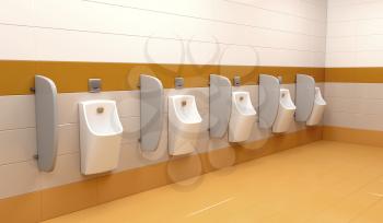 Row of urinals at public toilet