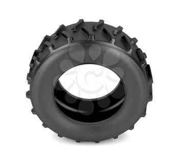 Tractor tire on white background