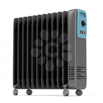 Electric oil heater on white background 