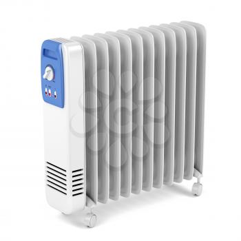 Electric oil filled heater on white background 