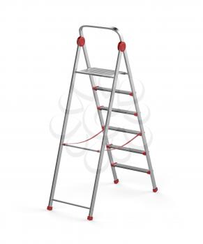 Aluminum ladder on white background 