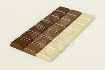 Chocolate bar with three different types of chocolate 