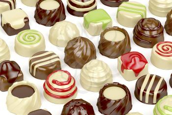 Selection of different chocolate candies