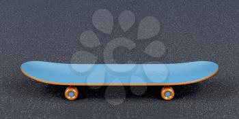 Blue skateboard on the asphalt  